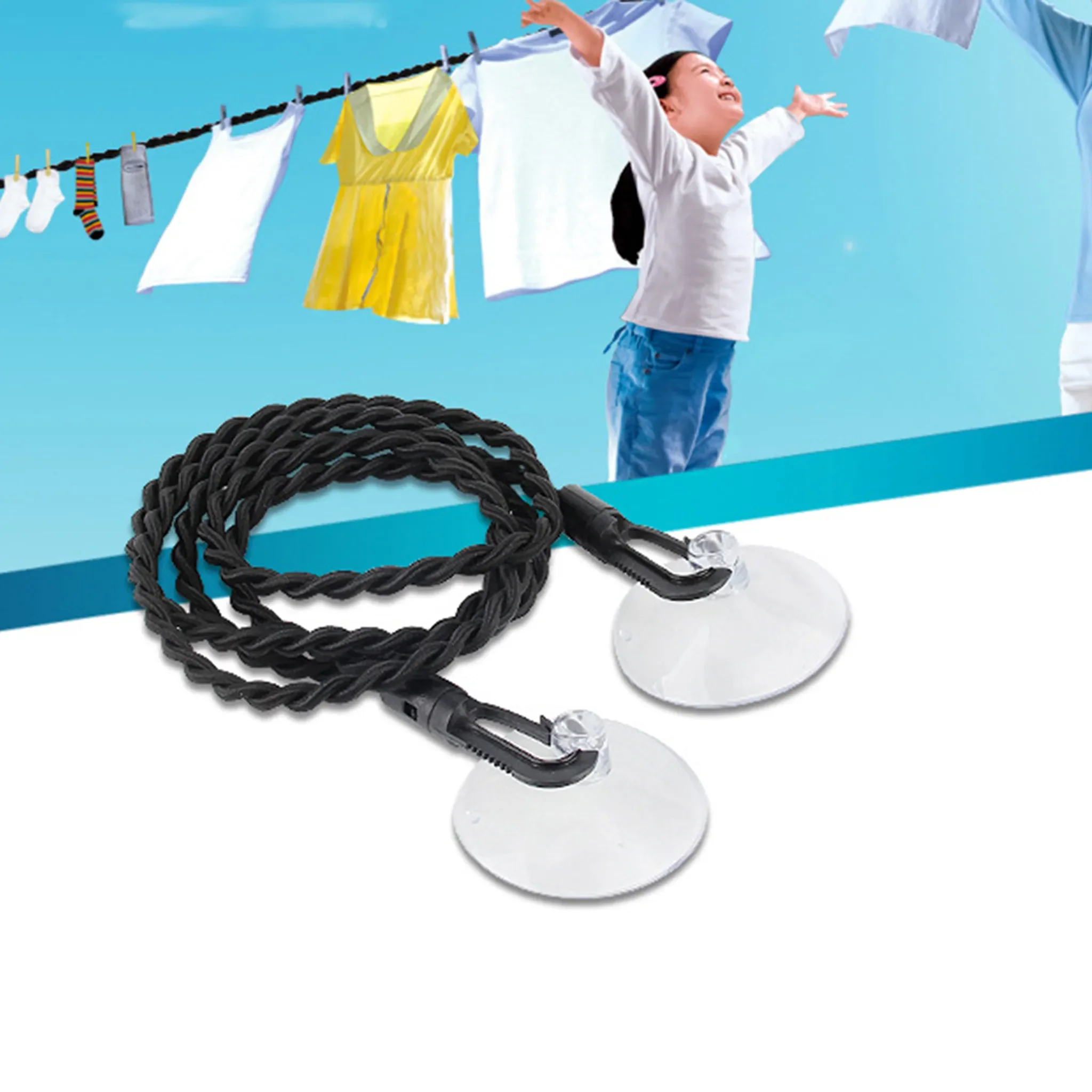 Dehnbare Wäscheleine mit Saugnapf – Outdoor & Reise